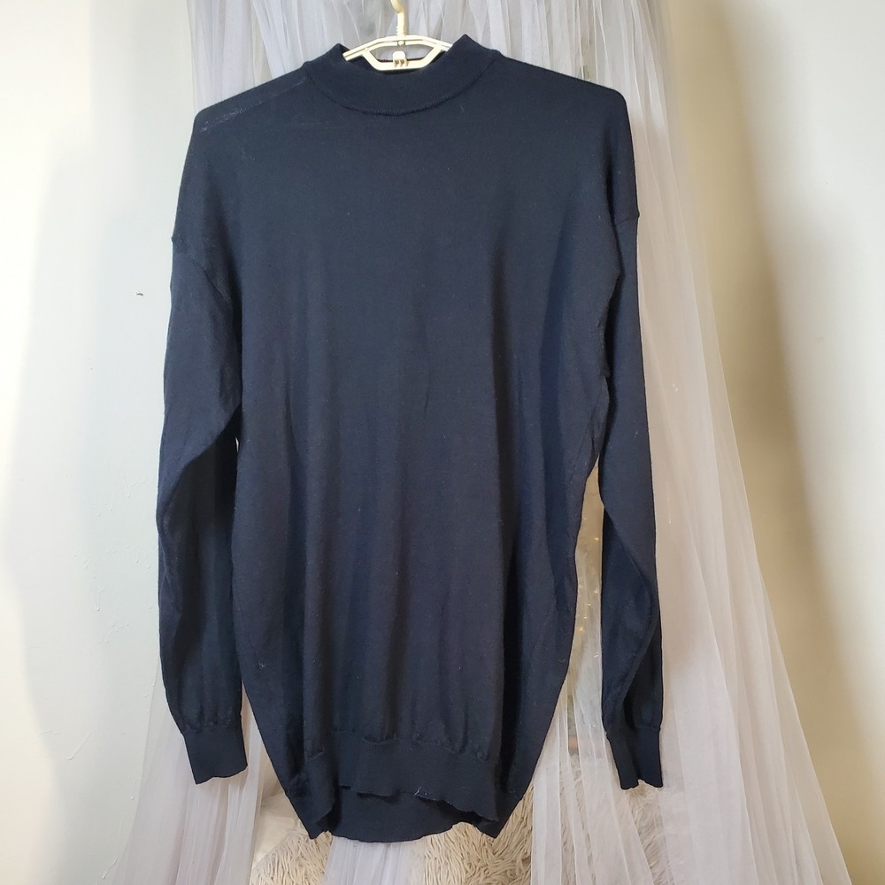 Bachrach Merino Wool Italian Sweater Size XL Black Business Casual Party Golf